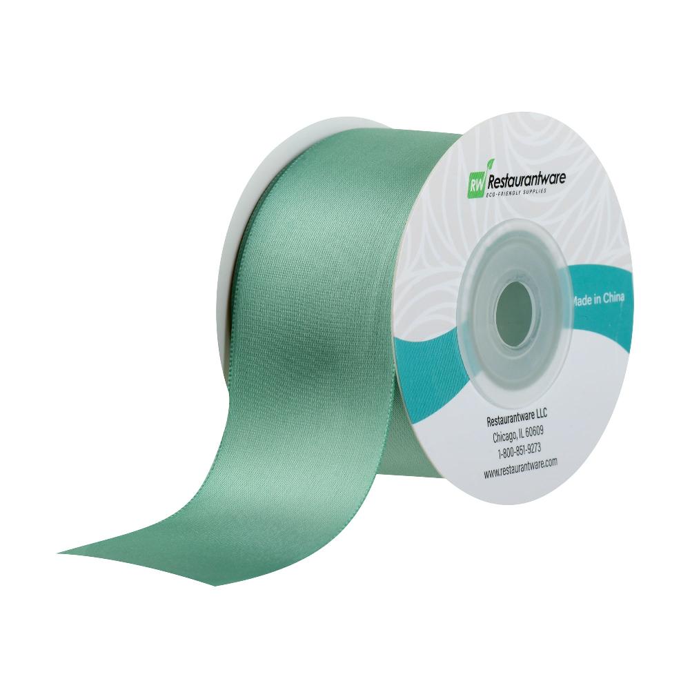 restaurantware Gift Tek Dark Shale Green Polyester Satin Ribbon - Single Face - 1 1/2" x 10 yds - 10 count box