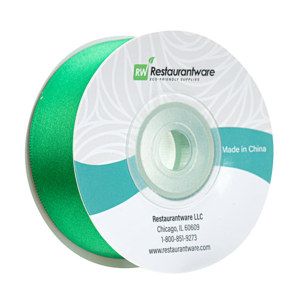 Restaurantware Gift Tek Emerald Green Polyester Satin Ribbon - Single Face - 1" X 10 Yds - 10 Count Box