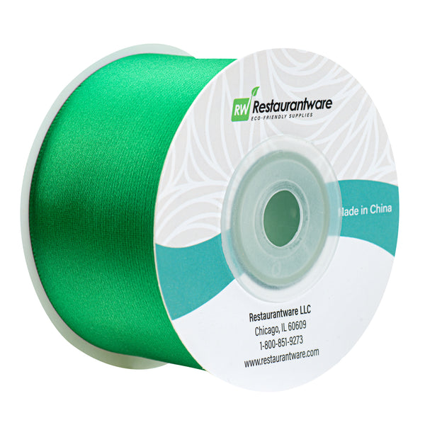 Restaurantware Gift Tek Emerald Green Polyester Satin Ribbon - Single Face - 1 1/2" X 10 Yds - 10 Count Box