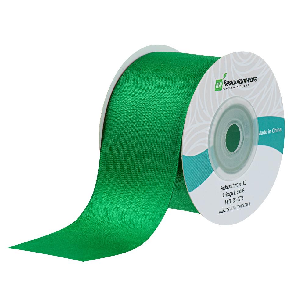 restaurantware Gift Tek Emerald Green Polyester Satin Ribbon - Single Face - 1 1/2" x 10 yds - 10 count box