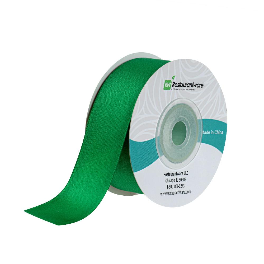 restaurantware Gift Tek Emerald Green Polyester Satin Ribbon - Single Face - 1" x 10 yds - 10 count box