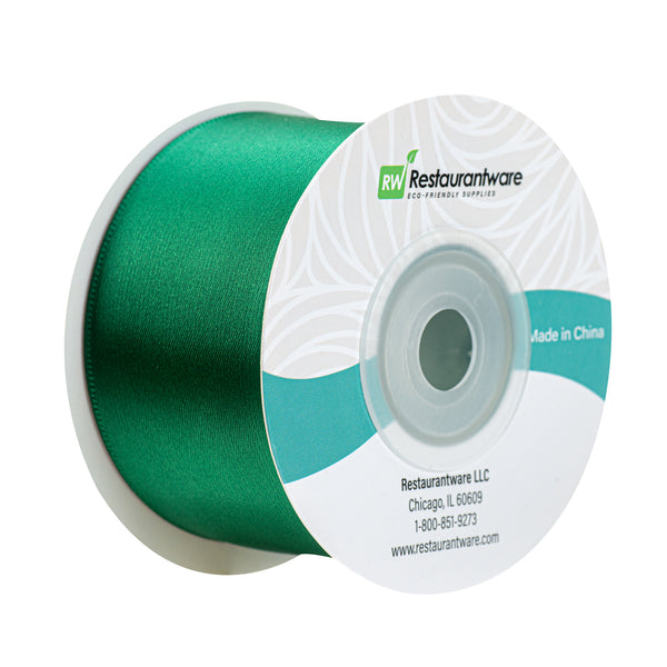 Restaurantware Gift Tek Forest Green Polyester Satin Ribbon - Single Face - 1 1/2" X 10 Yds - 10 Count Box