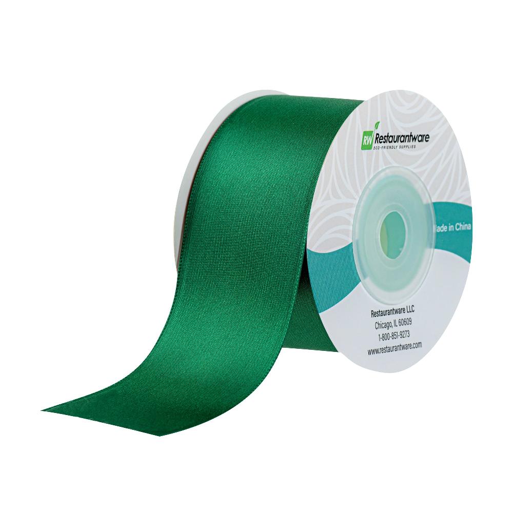 restaurantware Gift Tek Forest Green Polyester Satin Ribbon - Single Face - 1 1/2" x 10 yds - 10 count box
