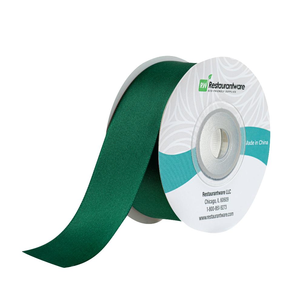 restaurantware Gift Tek Forest Green Polyester Satin Ribbon - Single Face - 1" x 10 yds - 10 count box