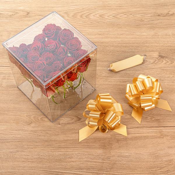 Restaurantware Gift Tek Gold Plastic Flora Satin Pull Bow - 5 1/2" - 1000 Count Box