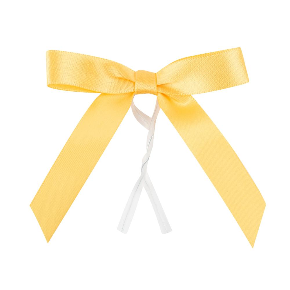 Restaurantware Gift Tek Gold Polyester Satin Twist Tie Bow - Pre-Tied - 3" X 2 1/2" - 4000 Count Box
