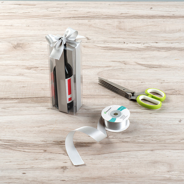 Restaurantware Gift Tek Gray Polyester Satin Ribbon - Single Face - 1" X 10 Yds - 10 Count Box