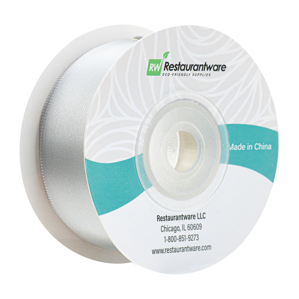 Restaurantware Gift Tek Gray Polyester Satin Ribbon - Single Face - 1" X 10 Yds - 10 Count Box