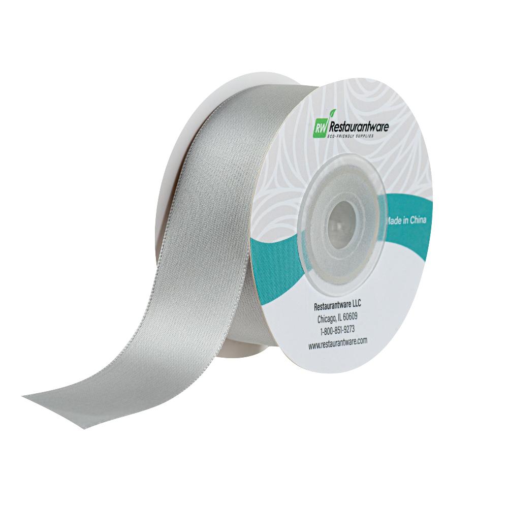 restaurantware Gift Tek Gray Polyester Satin Ribbon - Single Face - 1" x 10 yds - 10 count box