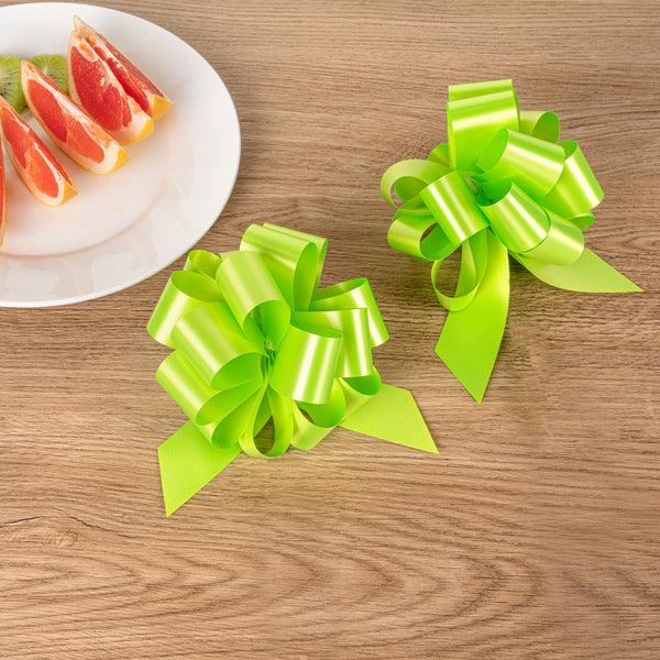 Restaurantware Gift Tek Green Plastic Flora Satin Pull Bow - 5 1/2" - 1000 Count Box