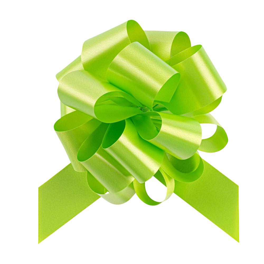 restaurantware Gift Tek Green Plastic Flora Satin Pull Bow - 5 1/2" - 1000 count box