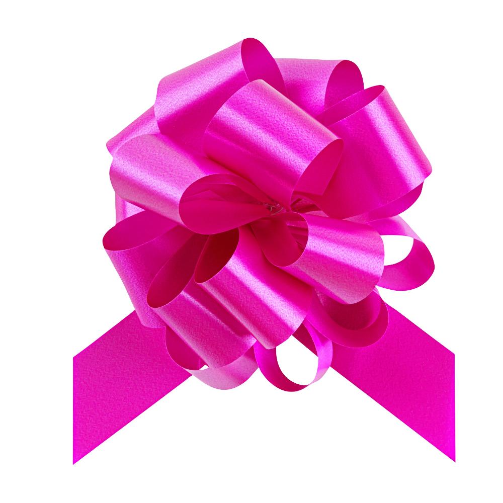 restaurantware Gift Tek Hot Pink Plastic Flora Satin Pull Bow - 5 1/2" - 1000 count box