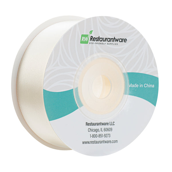 Restaurantware Gift Tek Ivory White Polyester Satin Ribbon - Single Face - 1" X 10 Yds - 10 Count Box