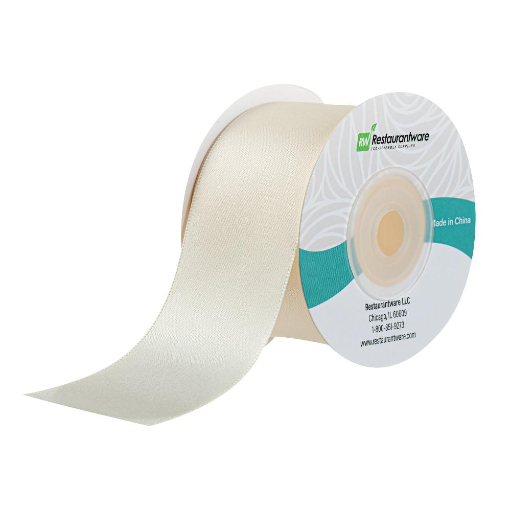 restaurantware Gift Tek Ivory White Polyester Satin Ribbon - Single Face - 1 1/2" x 10 yds - 10 count box