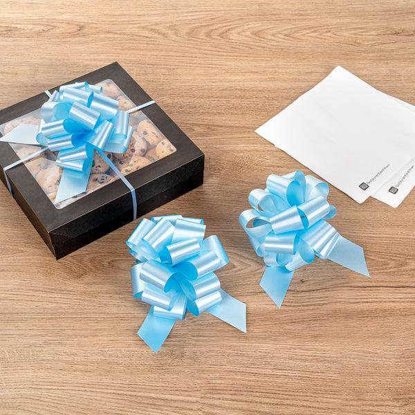 Restaurantware Gift Tek Light Blue Plastic Flora Satin Pull Bow - 5 1/2" - 1000 Count Box