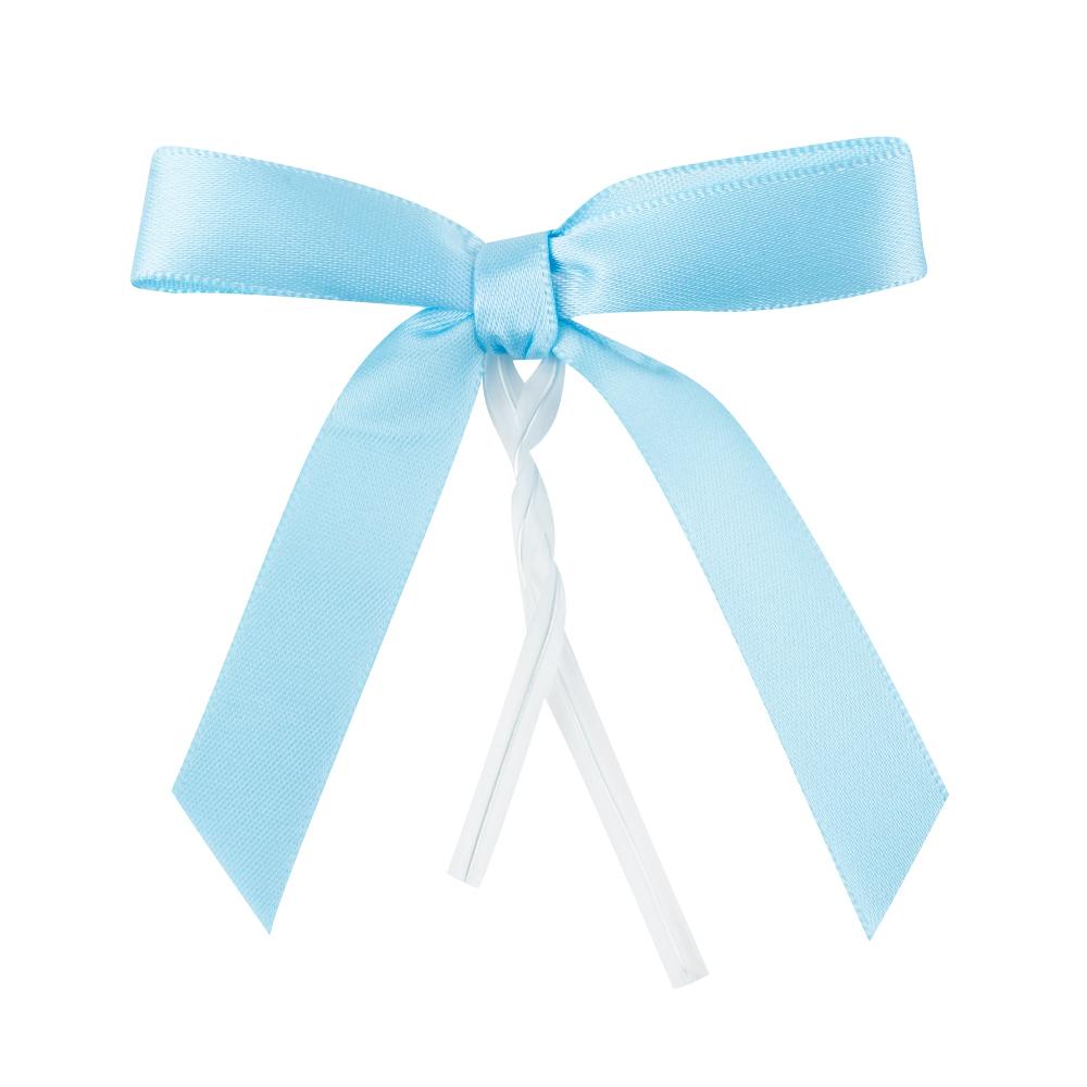 restaurantware Gift Tek Light Blue Polyester Satin Twist Tie Bow - Pre-Tied - 3" x 2 1/2" - 4000 count box