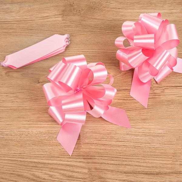 Restaurantware Gift Tek Light Pink Plastic Flora Satin Pull Bow - 5 1/2" - 1000 Count Box