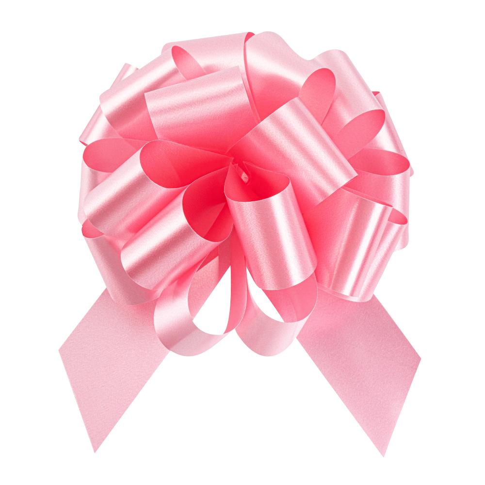 restaurantware Gift Tek Light Pink Plastic Flora Satin Pull Bow - 5 1/2" - 1000 count box