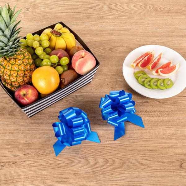 Restaurantware Gift Tek Midnight Blue Plastic Flora Satin Pull Bow - 5 1/2" - 1000 Count Box