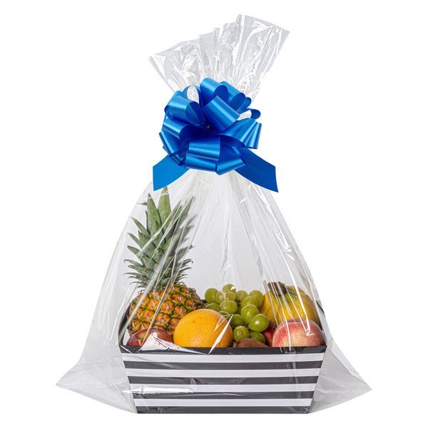 Restaurantware Gift Tek Midnight Blue Plastic Flora Satin Pull Bow - 5 1/2" - 1000 Count Box