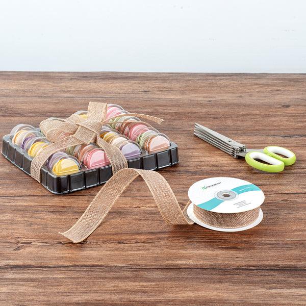 Restaurantware Gift Tek Natural Cotton Linen Ribbon - Single Face - 1" X 10 Yds - 10 Count Box