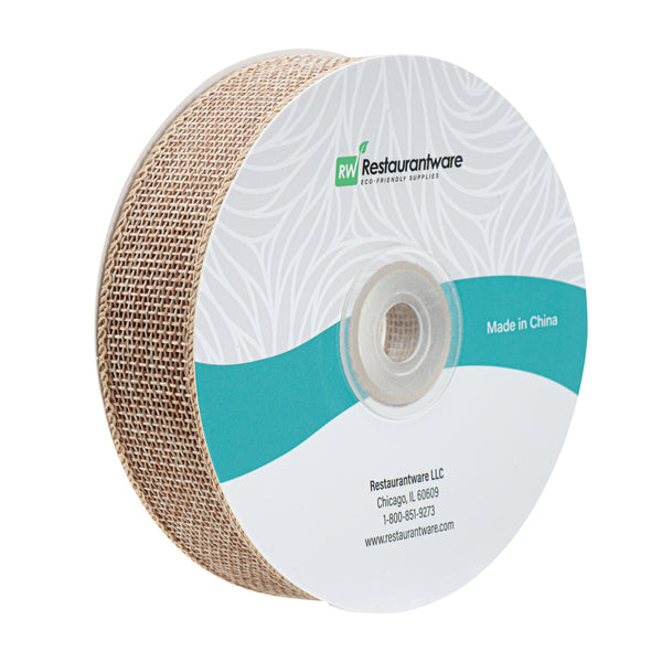Restaurantware Gift Tek Natural Cotton Linen Ribbon - Single Face - 1" X 10 Yds - 10 Count Box