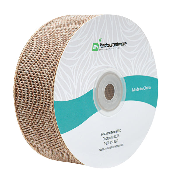 Restaurantware Gift Tek Natural Cotton Linen Ribbon - Single Face - 1 1/2" X 10 Yds - 10 Count Box