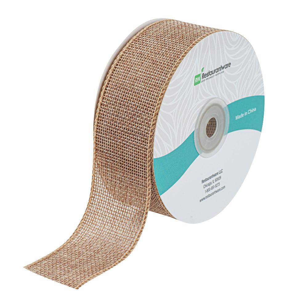 restaurantware Gift Tek Natural Cotton Linen Ribbon - Single Face - 1 1/2" x 10 yds - 10 count box