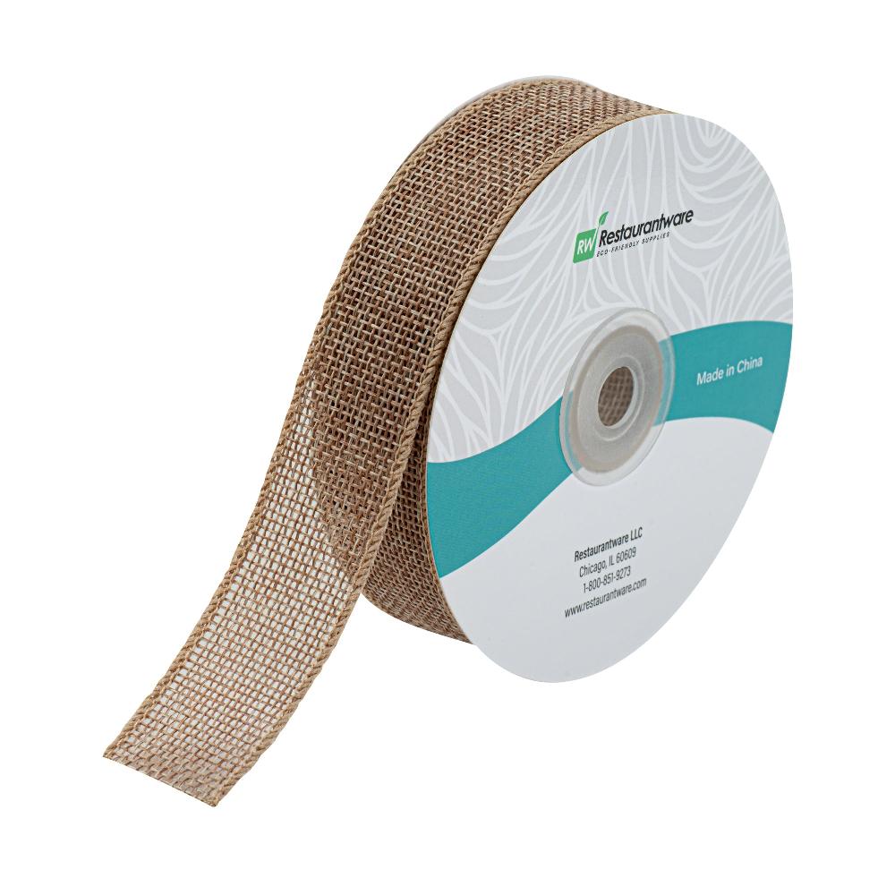 restaurantware Gift Tek Natural Cotton Linen Ribbon - Single Face - 1" x 10 yds - 10 count box