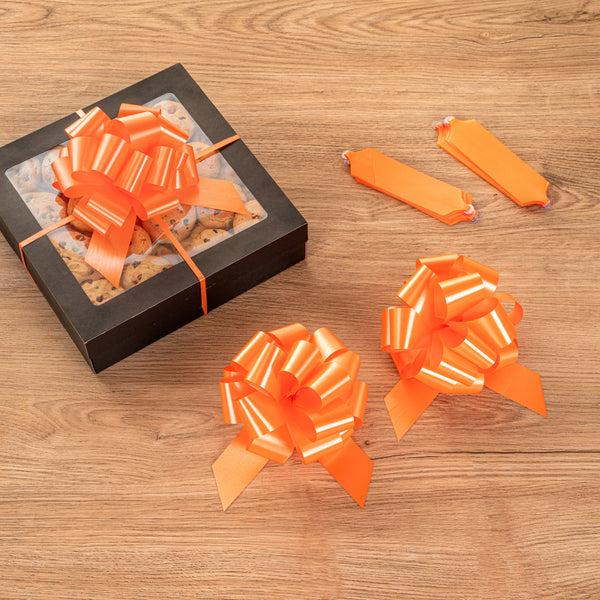Restaurantware Gift Tek Orange Plastic Flora Satin Pull Bow - 5 1/2" - 1000 Count Box