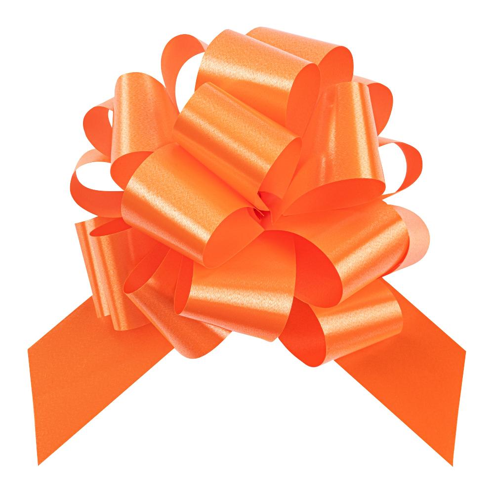 restaurantware Gift Tek Orange Plastic Flora Satin Pull Bow - 5 1/2" - 1000 count box