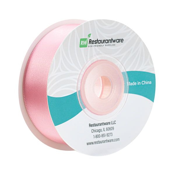 Restaurantware Gift Tek Pink Polyester Satin Ribbon - Single Face - 1" X 10 Yds - 10 Count Box