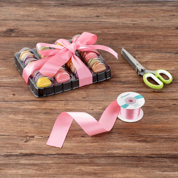 Restaurantware Gift Tek Pink Polyester Satin Ribbon - Single Face - 1 1/2" X 10 Yds - 10 Count Box