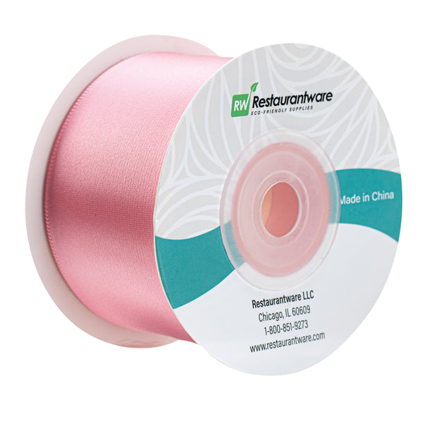 Restaurantware Gift Tek Pink Polyester Satin Ribbon - Single Face - 1 1/2" X 10 Yds - 10 Count Box