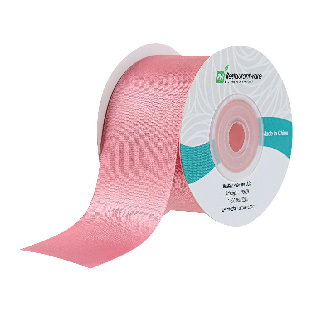 restaurantware Gift Tek Pink Polyester Satin Ribbon - Single Face - 1 1/2" x 10 yds - 10 count box