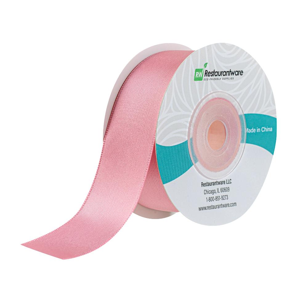 restaurantware Gift Tek Pink Polyester Satin Ribbon - Single Face - 1" x 10 yds - 10 count box