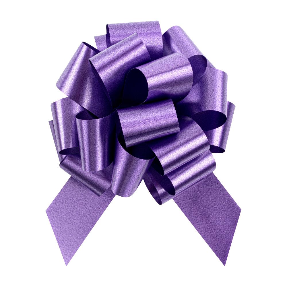 restaurantware Gift Tek Purple Plastic Flora Satin Pull Bow - 5 1/2" - 1000 count box