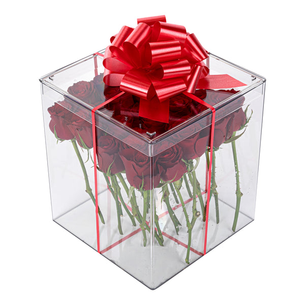 Restaurantware Gift Tek Red Plastic Flora Satin Pull Bow - 5 1/2" - 1000 Count Box