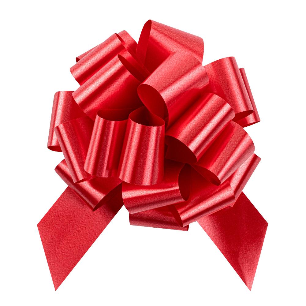 restaurantware Gift Tek Red Plastic Flora Satin Pull Bow - 5 1/2" - 1000 count box