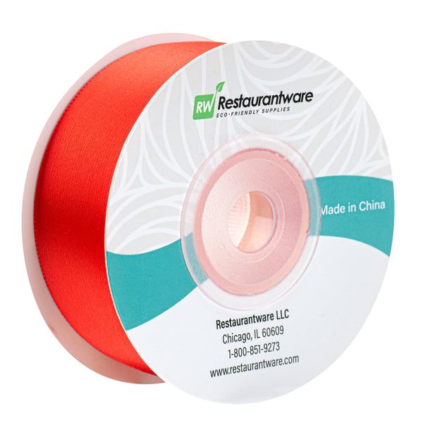 Restaurantware Gift Tek Red Polyester Satin Ribbon - Single Face - 1" X 10 Yds - 10 Count Box