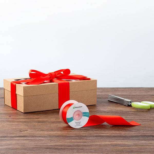 Restaurantware Gift Tek Red Polyester Satin Ribbon - Single Face - 1 1/2" X 10 Yds - 10 Count Box