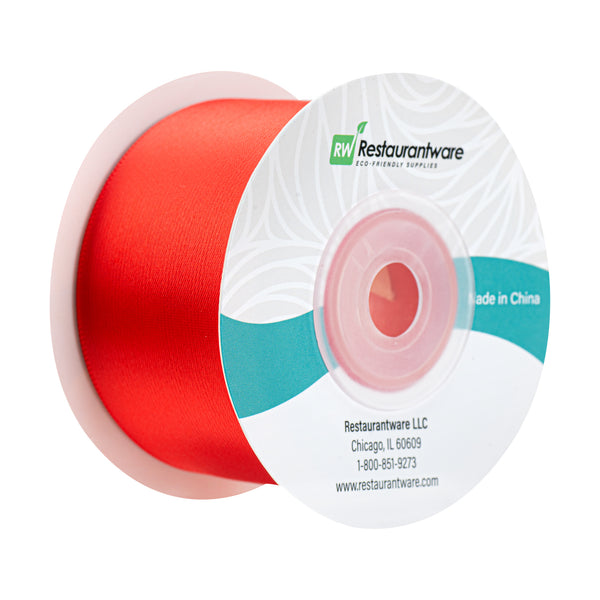 Restaurantware Gift Tek Red Polyester Satin Ribbon - Single Face - 1 1/2" X 10 Yds - 10 Count Box