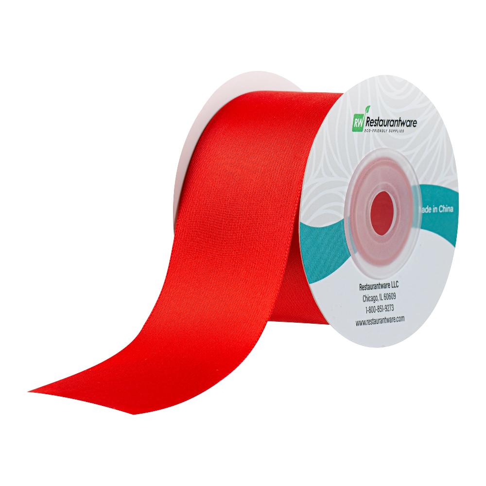 restaurantware Gift Tek Red Polyester Satin Ribbon - Single Face - 1 1/2" x 10 yds - 10 count box