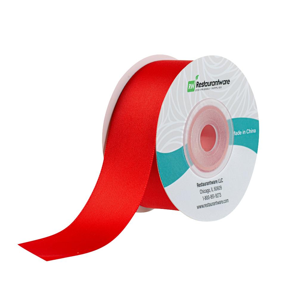 restaurantware Gift Tek Red Polyester Satin Ribbon - Single Face - 1" x 10 yds - 10 count box