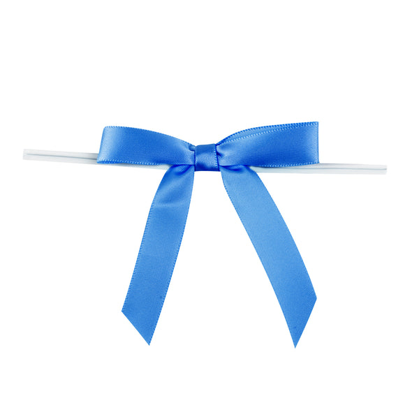 Restaurantware Gift Tek Royal Blue Polyester Satin Twist Tie Bow - Pre-Tied - 3" X 2 1/2" - 4000 Count Box