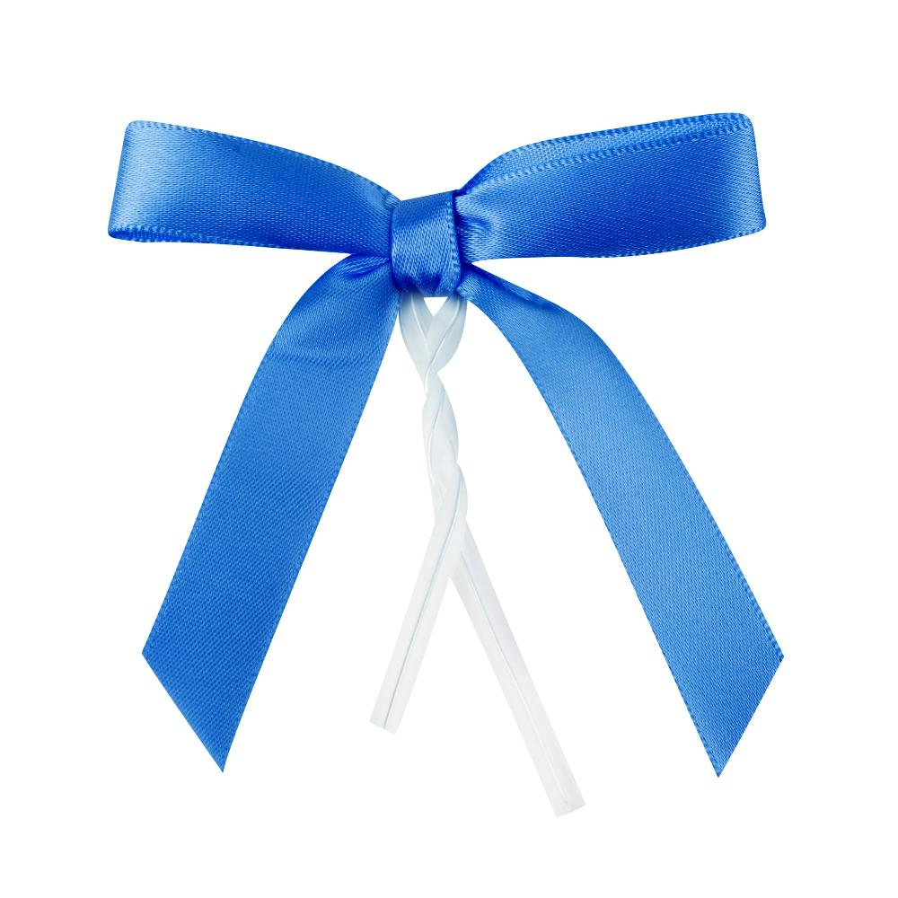 restaurantware Gift Tek Royal Blue Polyester Satin Twist Tie Bow - Pre-Tied - 3" x 2 1/2" - 4000 count box