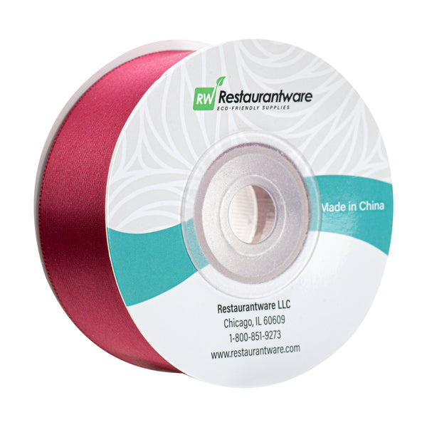Restaurantware Gift Tek Sherry Red Polyester Satin Ribbon - Single Face - 1" X 10 Yds - 10 Count Box