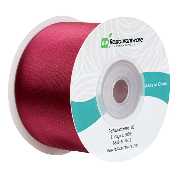 Restaurantware Gift Tek Sherry Red Polyester Satin Ribbon - Single Face - 1 1/2" X 10 Yds - 10 Count Box