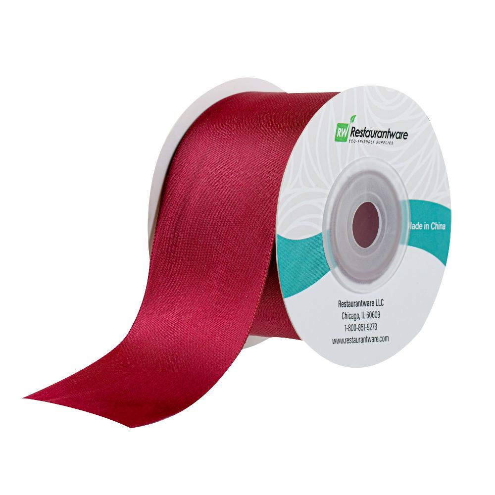 restaurantware Gift Tek Sherry Red Polyester Satin Ribbon - Single Face - 1 1/2" x 10 yds - 10 count box