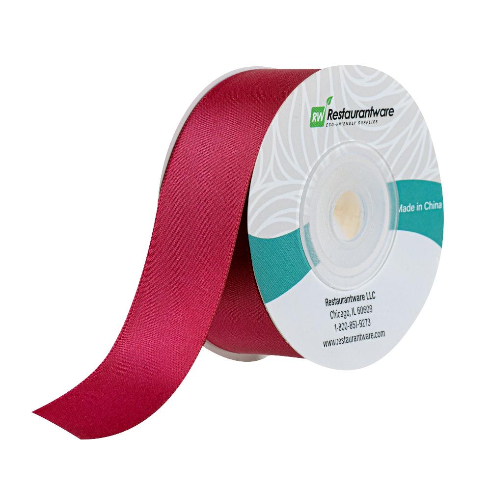 restaurantware Gift Tek Sherry Red Polyester Satin Ribbon - Single Face - 1" x 10 yds - 10 count box